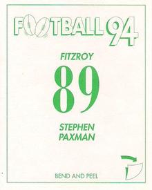 1994 Select AFL Stickers #89 Stephen Paxman Back